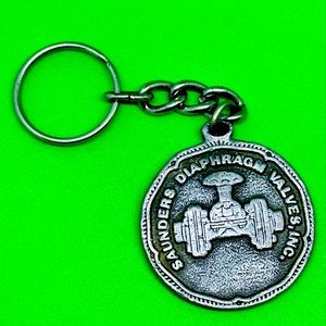 Vintage 1977 Saunders Diaphragm Valves Inc Metal Keychain